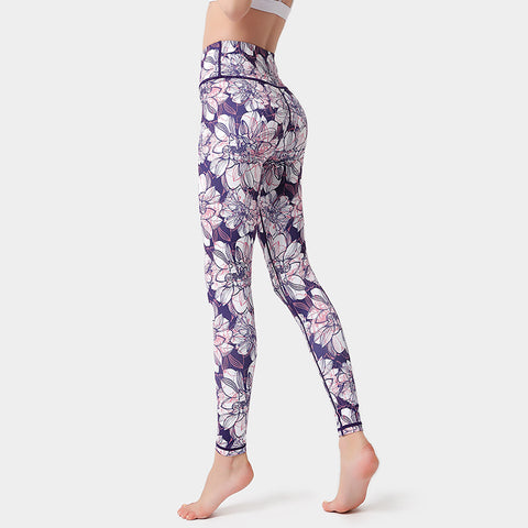 Fashion Flowers Print Leggings High Waist