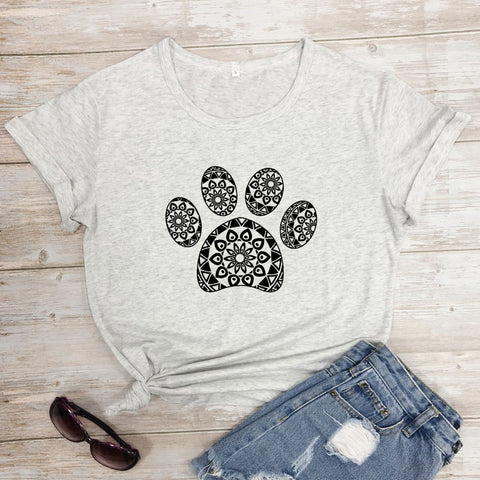 Patterned Animal Footprint Short-Sleeve Top