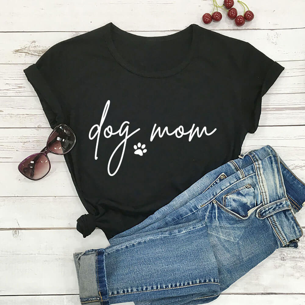 Dog Mom Solid Color T-Shirt