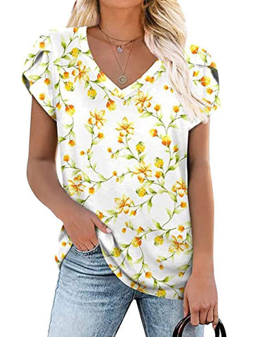 Multi Pattern V-neck Women's Top