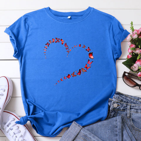 Love Butterfly Cotton Short Sleeve Top