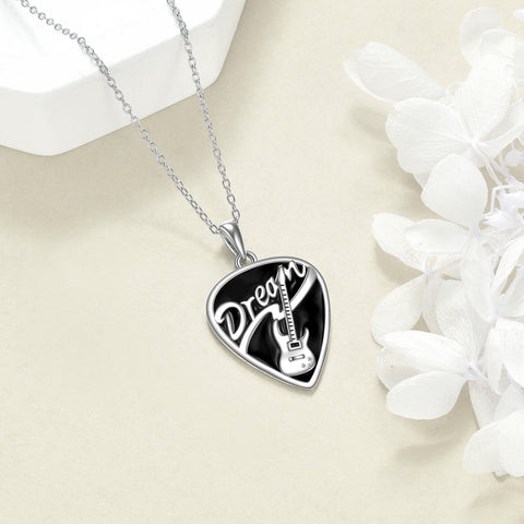 Sterling Silver Music Guitar Pick Pendant Necklace