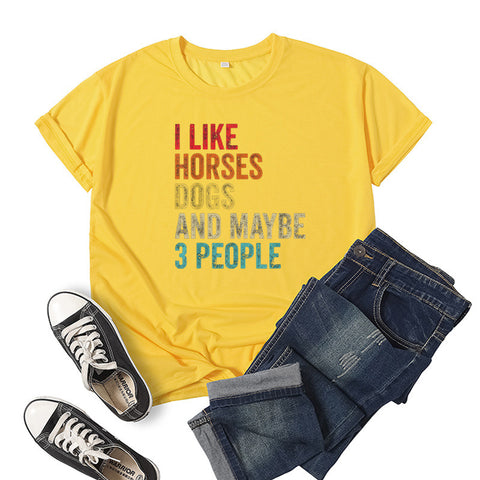 I Like Horses Short Sleeve Crew Neck Top