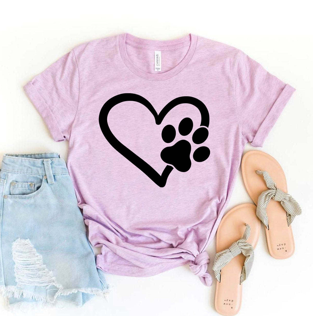 Simple Love Dog Print T-shirt Top