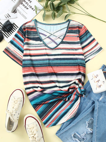 Multi Color Women's Casual Striped Top