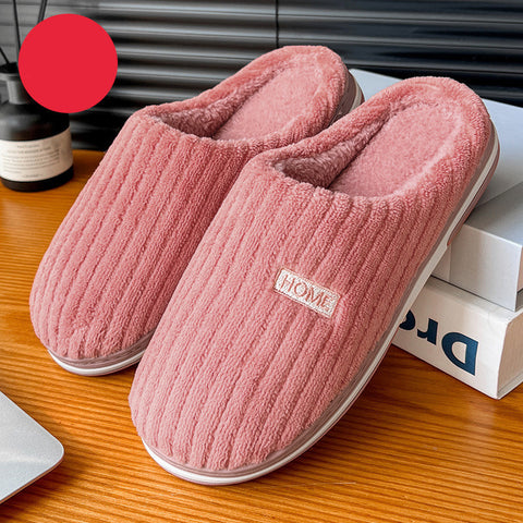 Solid Color Simple Cotton Winter Non-slip Home Warm Plush Slippers