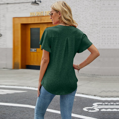 V Neck Flying Sleeve T Shirt Top