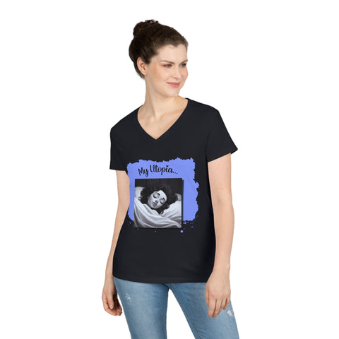 Ladies' V-Neck T-Shirt - Sleeping - Fun and Fabulous