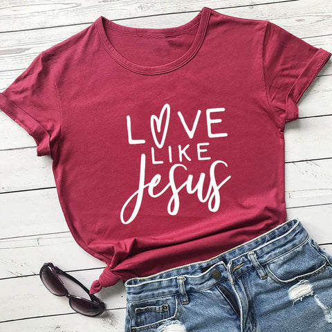 Love Like Jesus Women's Round Neck Short Sleeve T-Shirt Top