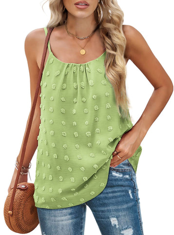 Women's Round Neck Pompon Sleeveless Adjustable Camisole Top