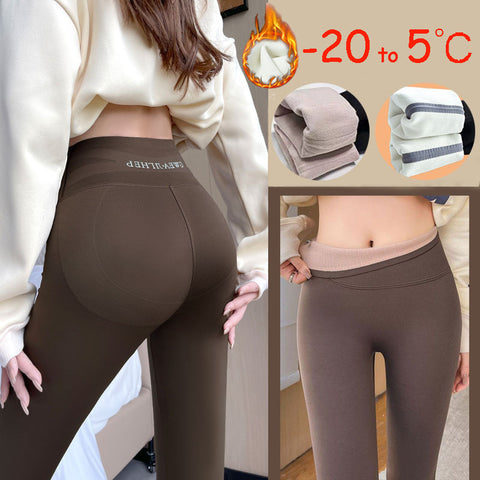 Fleece Lined Leggings High Waist Tight Tummy Control