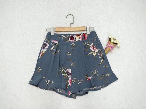 Summer Floral Loose Flowing Ruffle Shorts