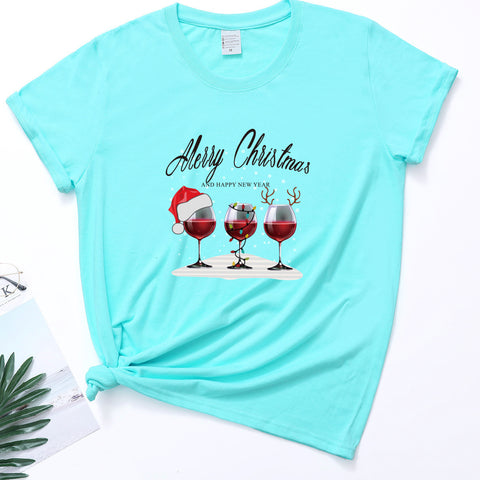 Merry Christmas Wine Glasses T-Shirt