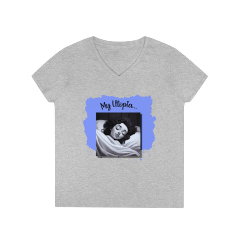 Ladies' V-Neck T-Shirt - Sleeping - Fun and Fabulous