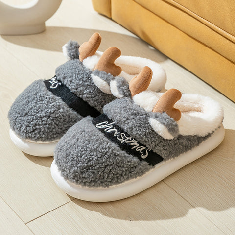 Christmas Elk Soft Cozy Slip On House Shoes