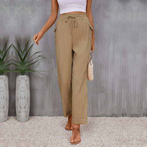 Pleated Casual Tie Pants