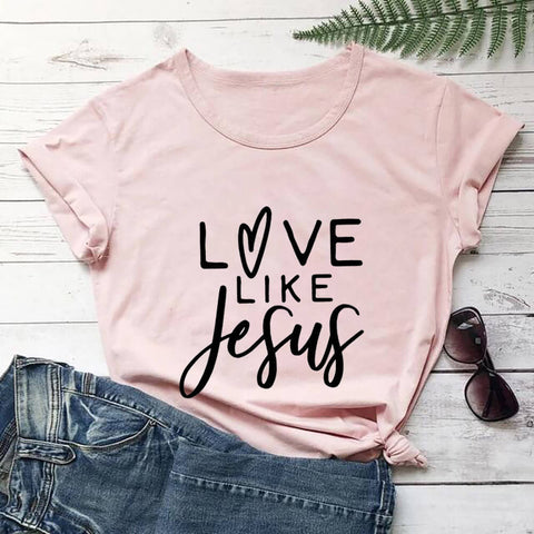 Love Like Jesus Women's Round Neck Short Sleeve T-Shirt Top