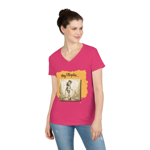 Ladies' V-Neck T-Shirt - Hiking - Positivity Mode