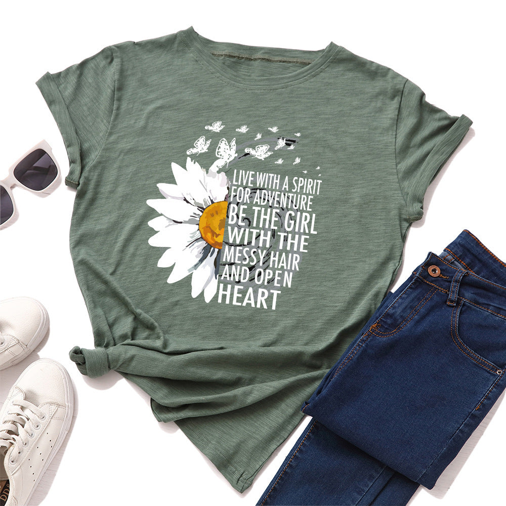 Live With The Spirit Of Adventure, Messy Hair And Open Heart T-Shirt