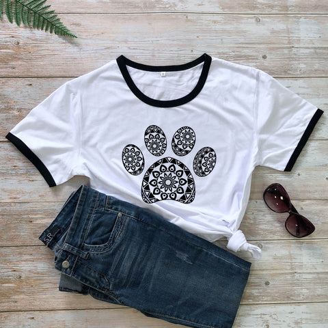 Patterned Animal Footprint Short-Sleeve Top