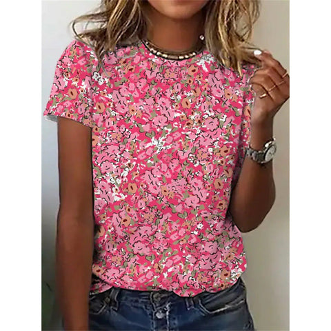 Women's Floral Print Short Sleeve Top