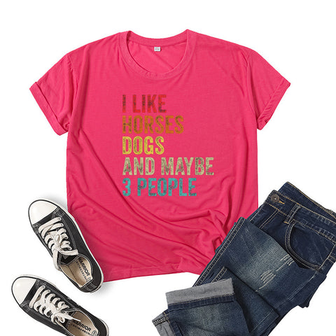 I Like Horses Short Sleeve Crew Neck Top