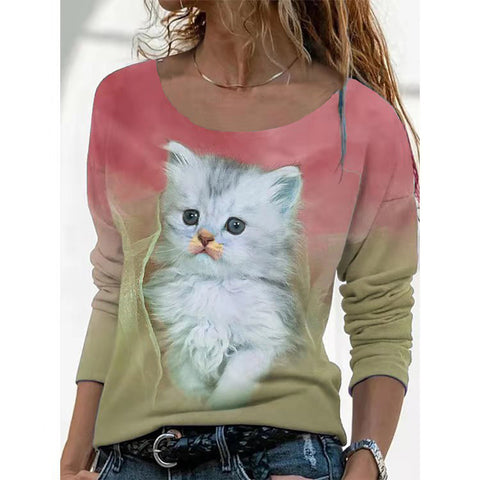 Multi Color Kitten 3D Long-sleeved Shirt