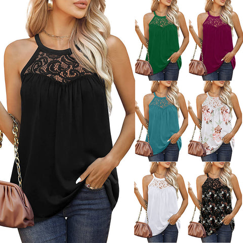 Women's Lace Loose Fit Sleeveless Top