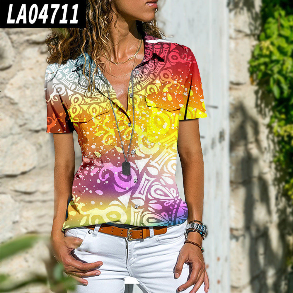 Women's Loose Short Sleeve Graphic Top