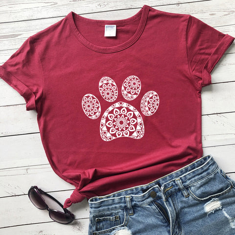 Patterned Animal Footprint Short-Sleeve Top