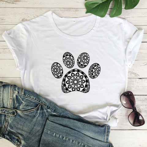 Patterned Animal Footprint Short-Sleeve Top