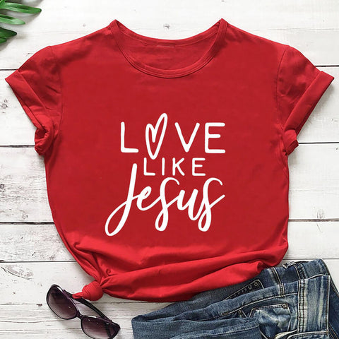 Love Like Jesus Women's Round Neck Short Sleeve T-Shirt Top