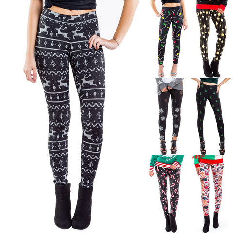 Christmas Printed Slim-fit Leggings