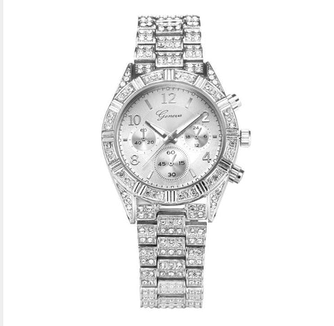 Crystal Quartz Analog Wrist Watch Stainless Steel