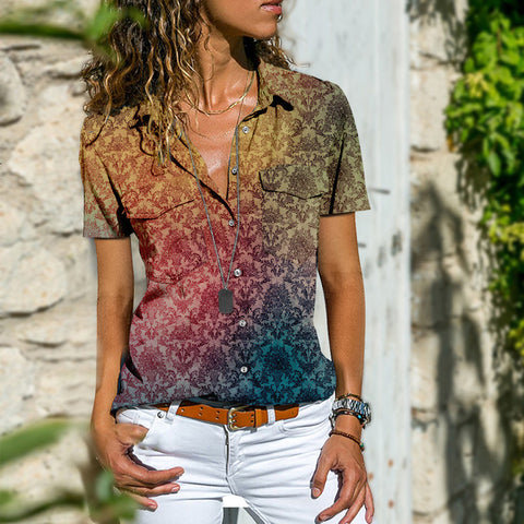 Women's Loose Short Sleeve Graphic Top