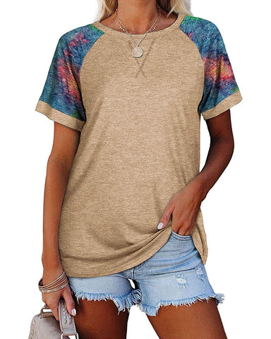 Camouflage Print Round Neck Short Sleeve T Shirt