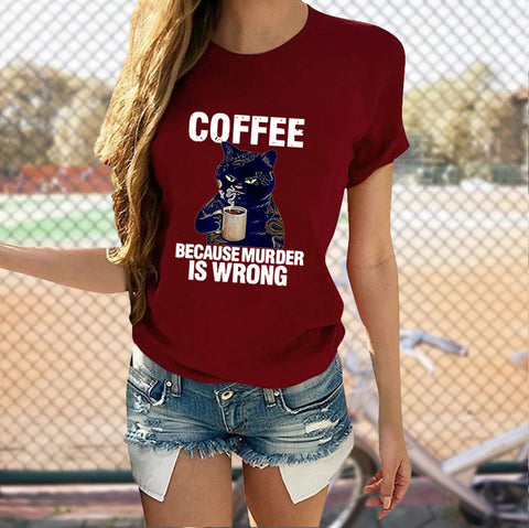 Cat, Coffee T-Shirt