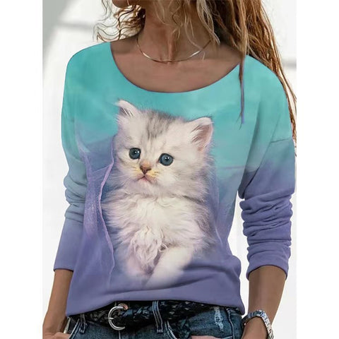 Multi Color Kitten 3D Long-sleeved Shirt