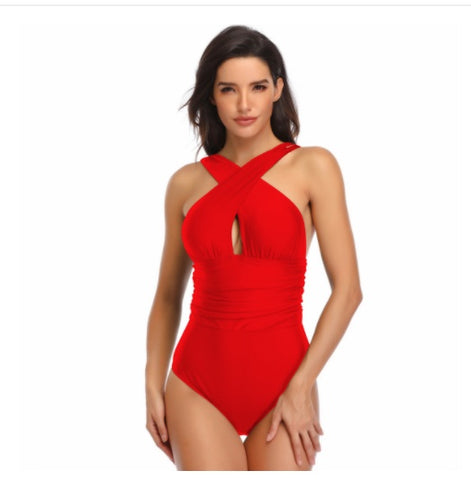 One-piece Cross Top Swimsuit