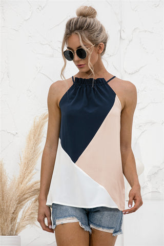 Halter Neck Strap Contrast Color Tank