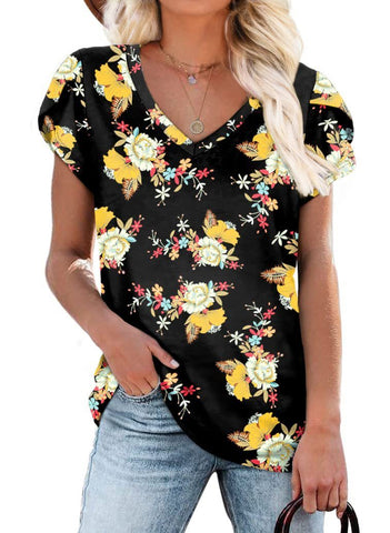 Multi Pattern V-neck Women's Top