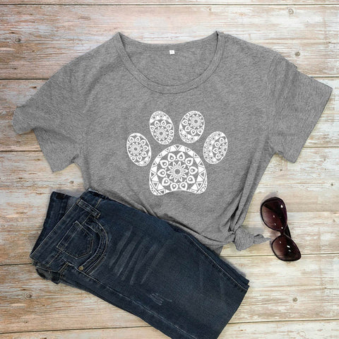 Patterned Animal Footprint Short-Sleeve Top