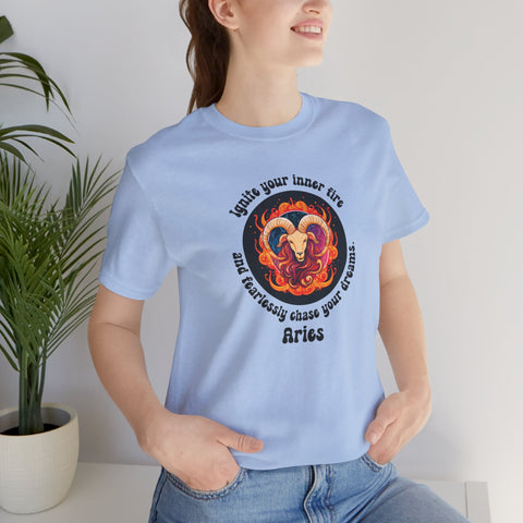 Short Sleeve Tee - Aries - Ignite your inner fire and fearlessly chase your dreams