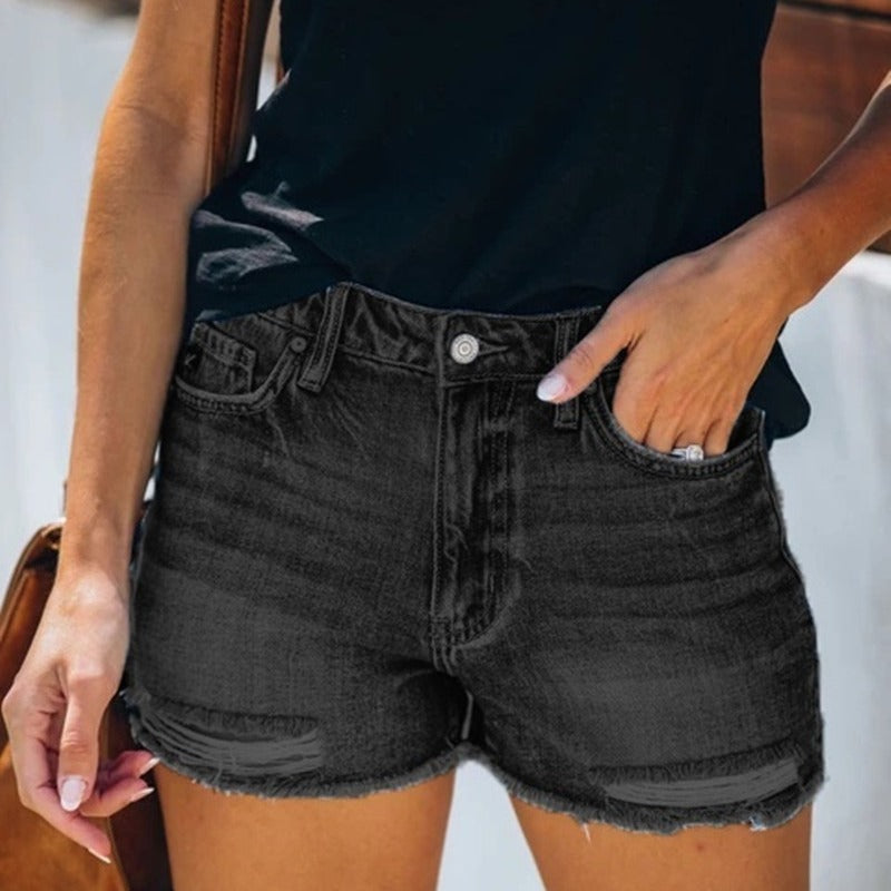 Denim Female Fringe Shorts