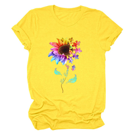 Colorful Be Kind Flower Puzzle Pieces T-Shirt