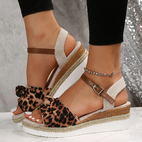 Thick-soled Bow Sandals, Buckle Wedges