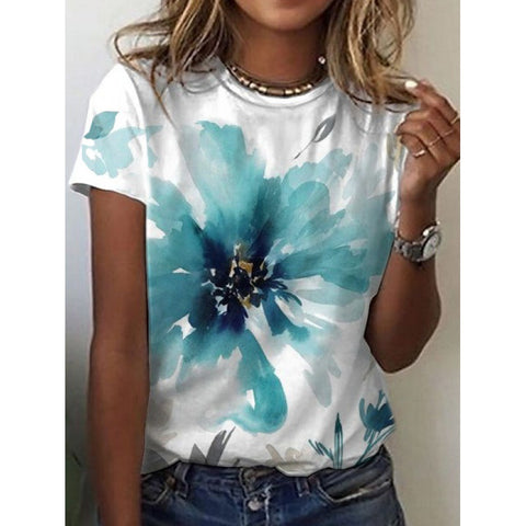 Women's Floral Print Short Sleeve Top