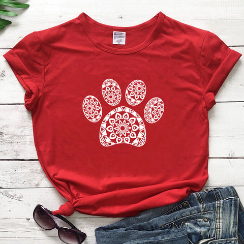 Patterned Animal Footprint Short-Sleeve Top