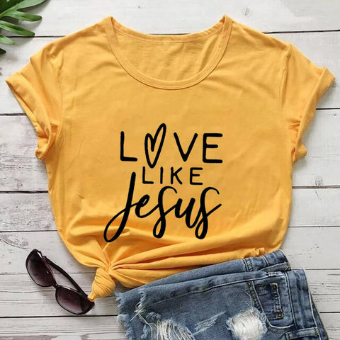 Love Like Jesus Women's Round Neck Short Sleeve T-Shirt Top