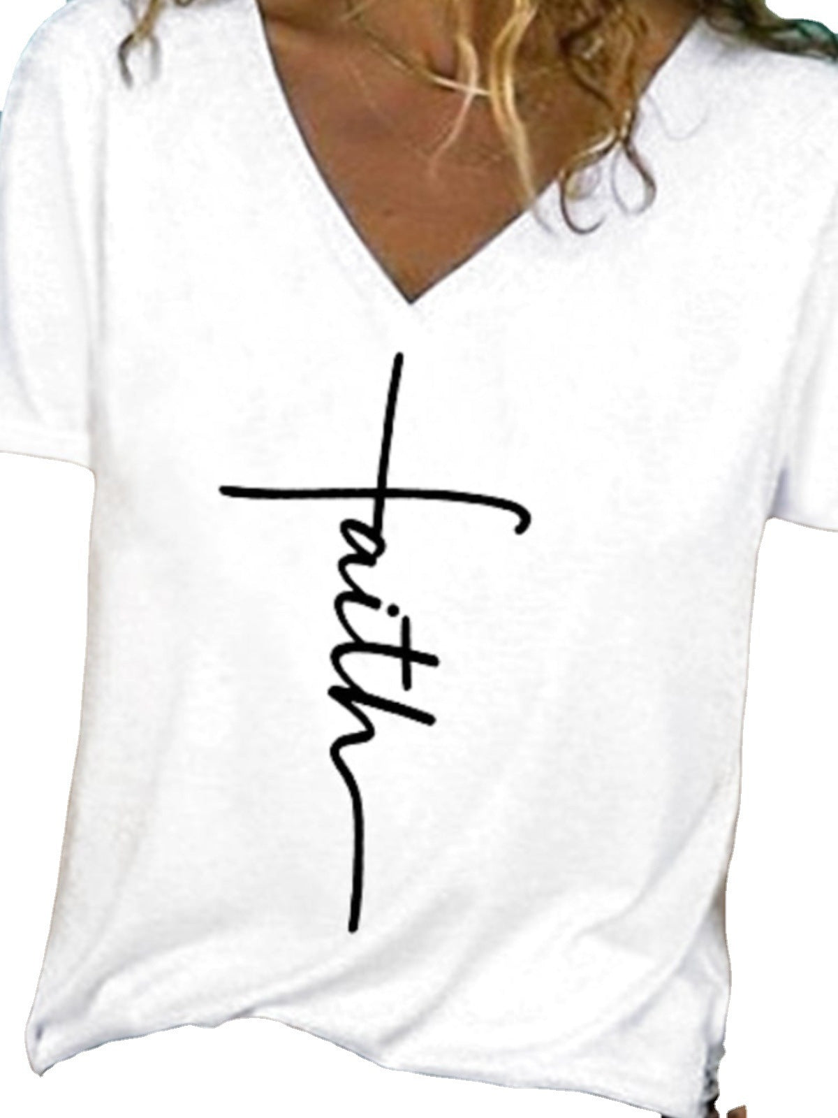 Faith V-neck Printed Top